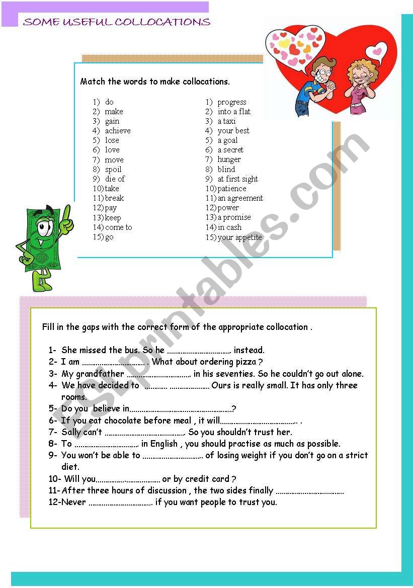 collocations worksheet