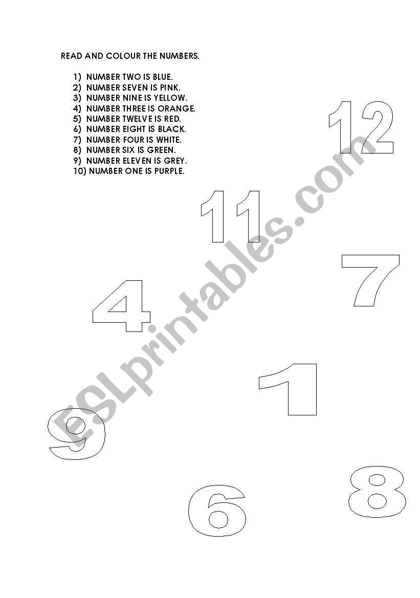 Read and colour the numbers worksheet