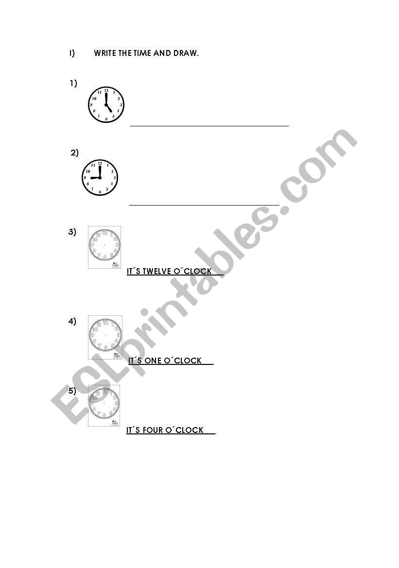 Write the time and draw worksheet