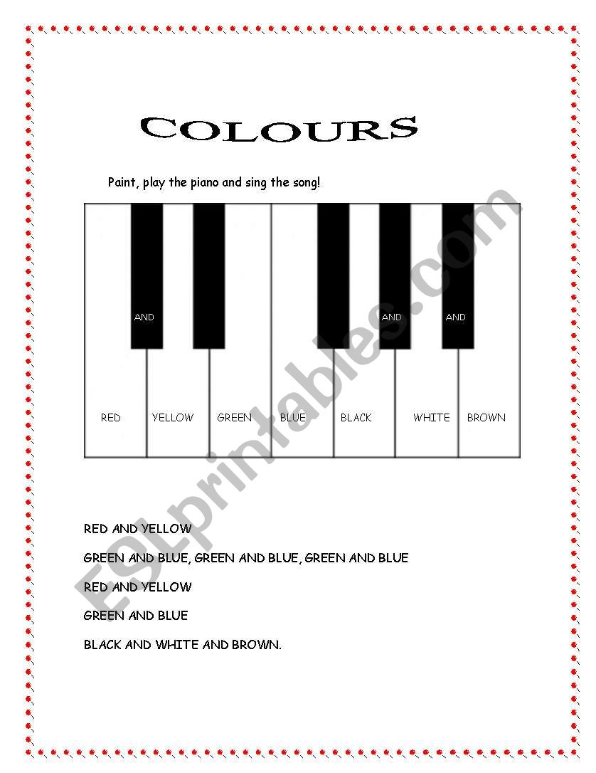  the colours song worksheet