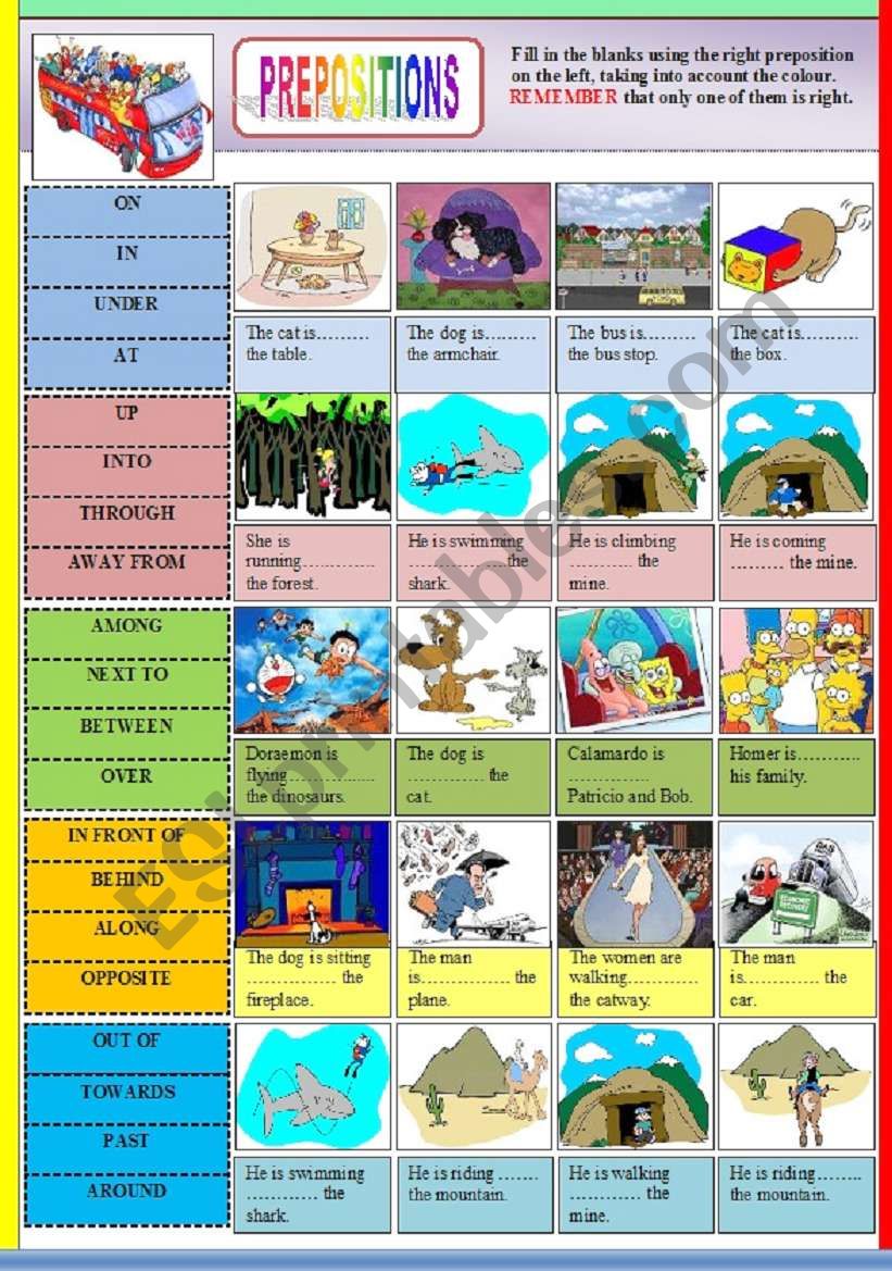 PREPOSITIONS OF PLACE worksheet