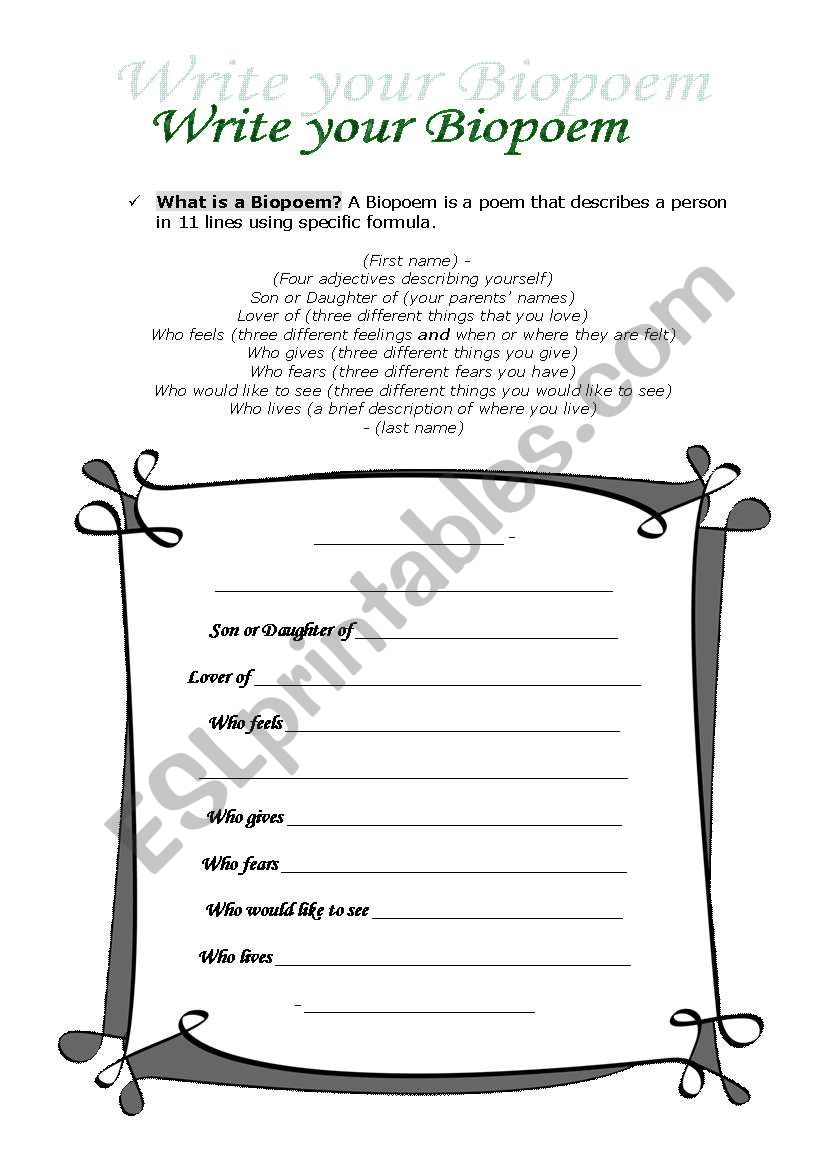 biopoem worksheet