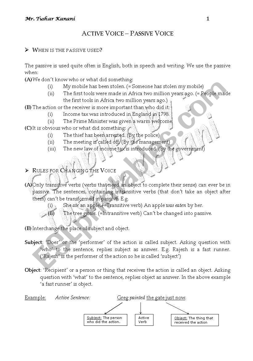 Passive Voice (3 pages explanation + 6 pages exercises)