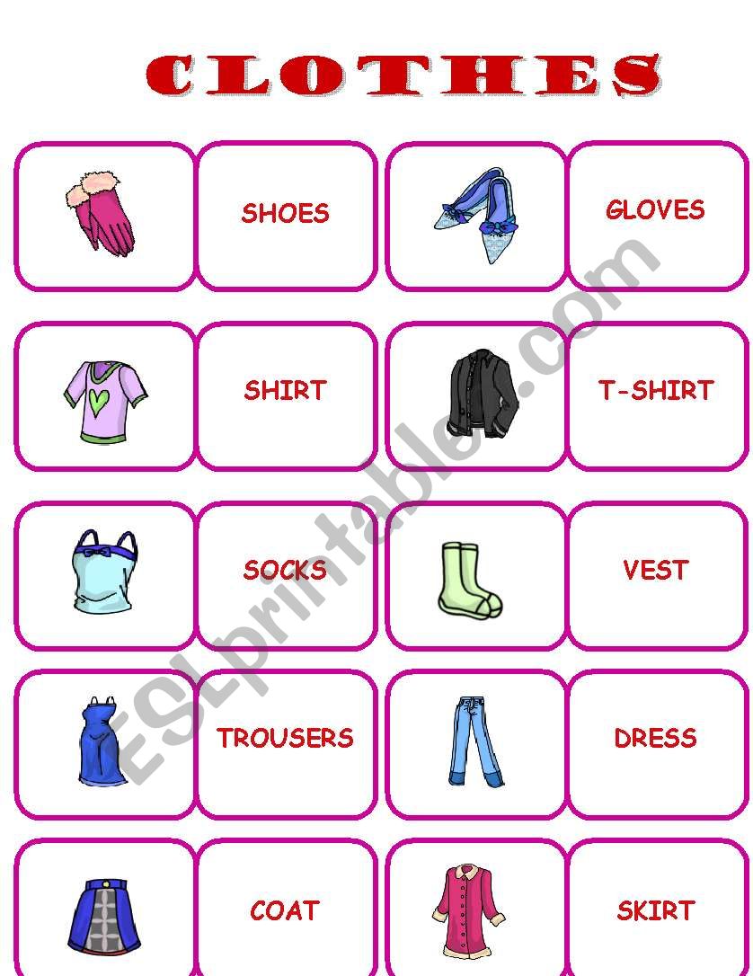clothes-domino worksheet