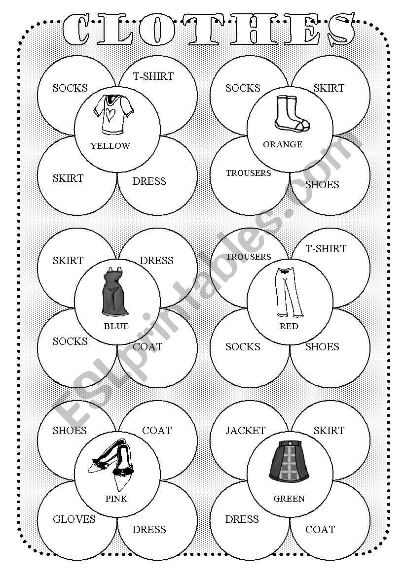 clothes worksheet