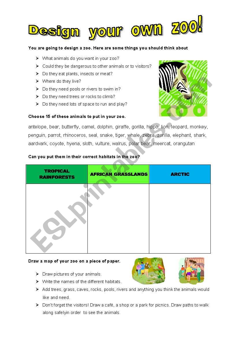 DESIGN YOUR OWN ZOO! worksheet