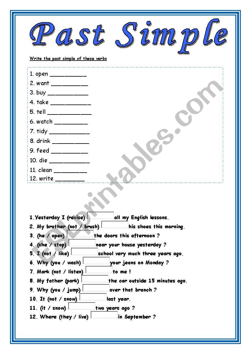 Past simple worksheet