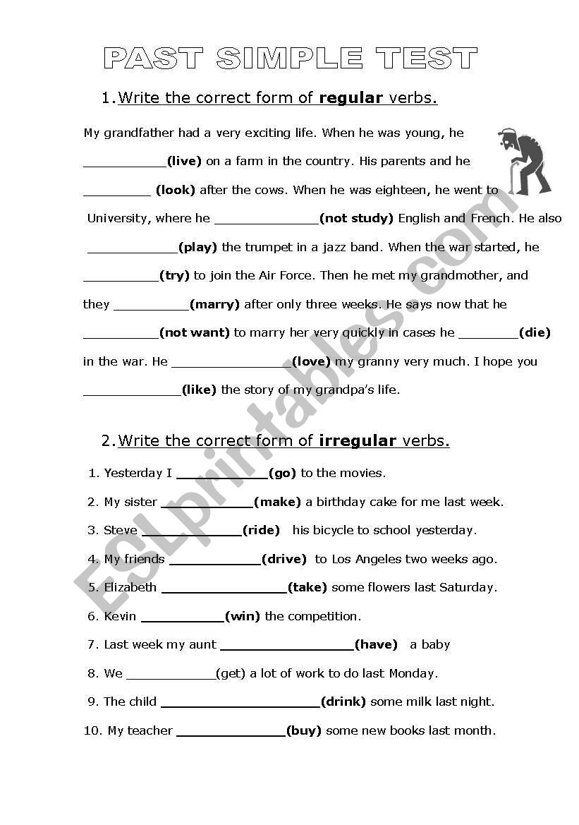 PAST SIMPLE TEST worksheet