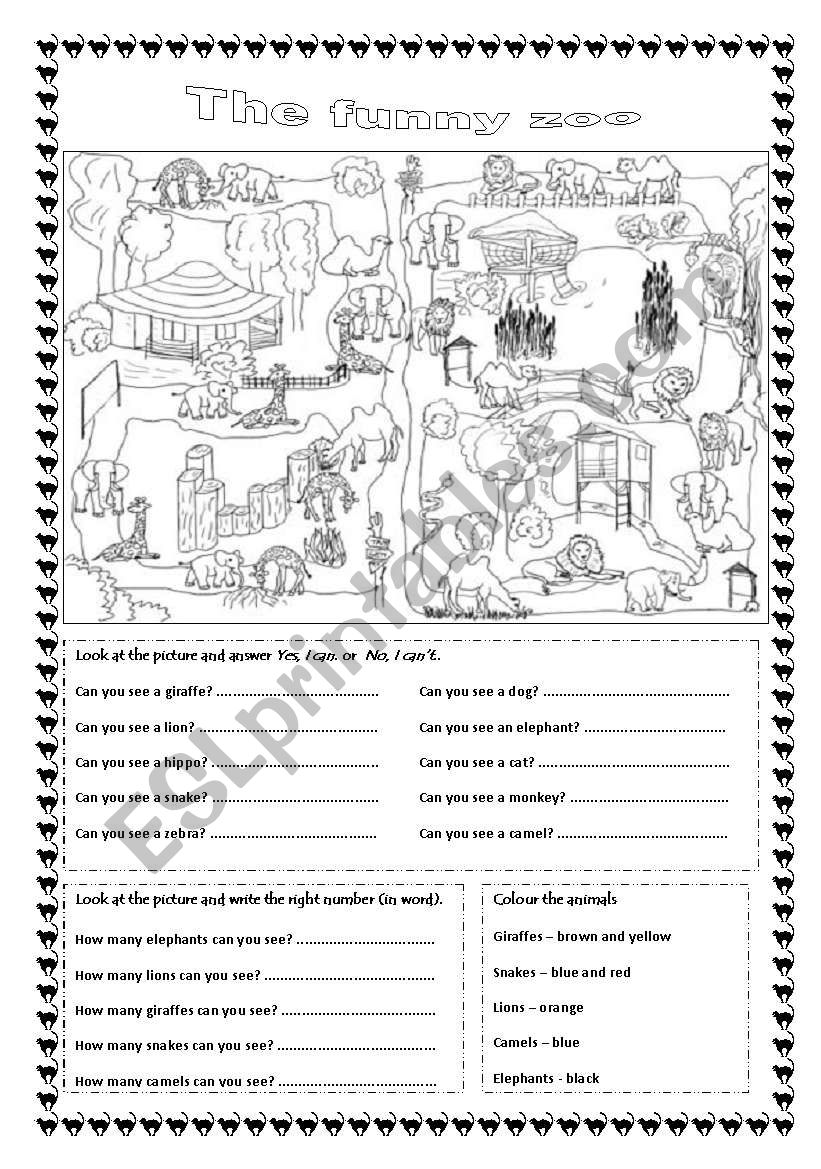 The funny zoo (editable) worksheet