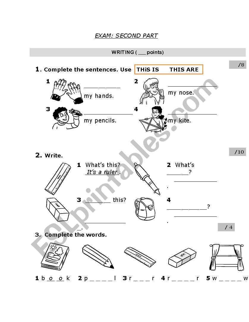 ENGLISH EXAM:  WRITING AND LISTENING