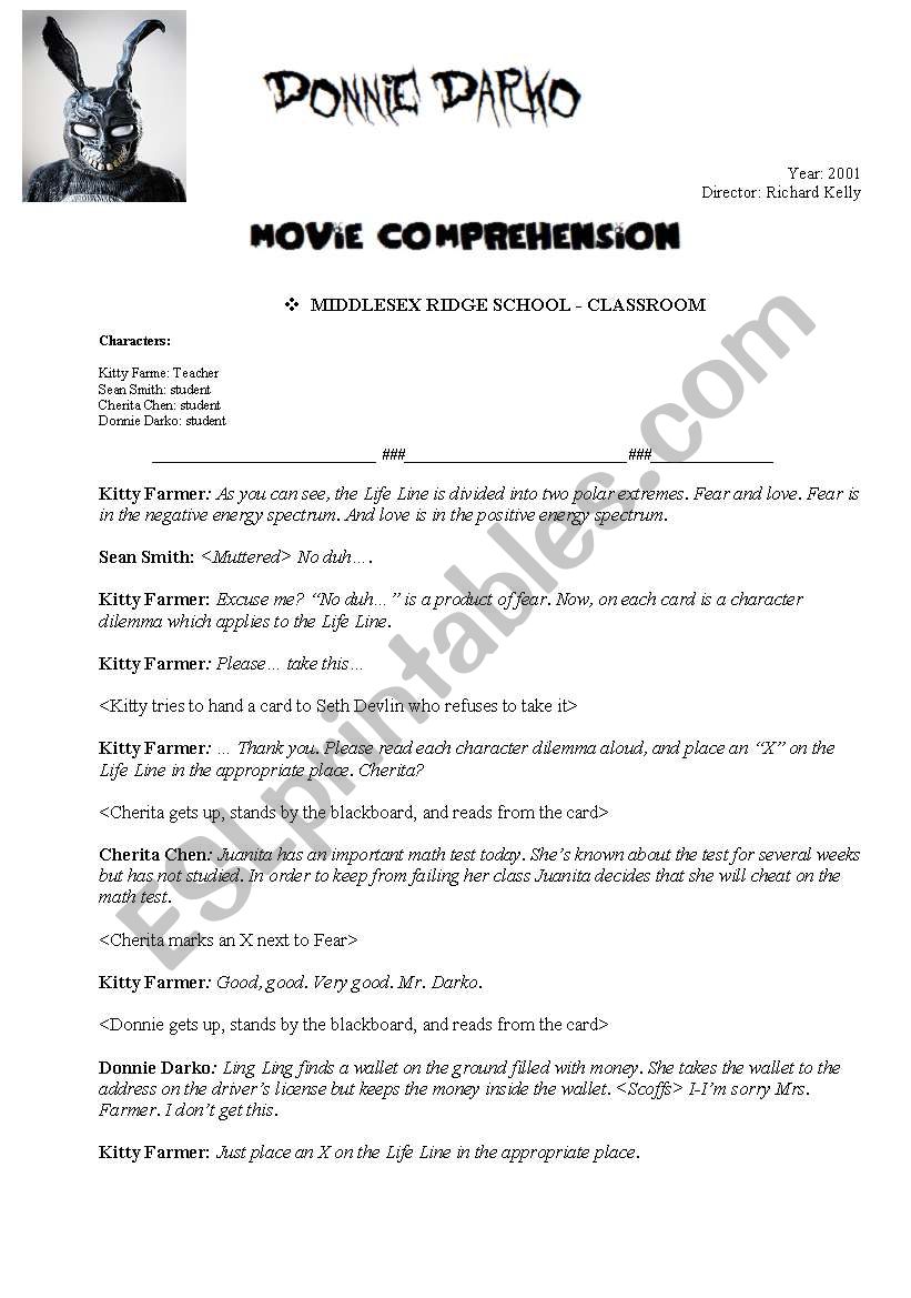 Donnie Darko  worksheet