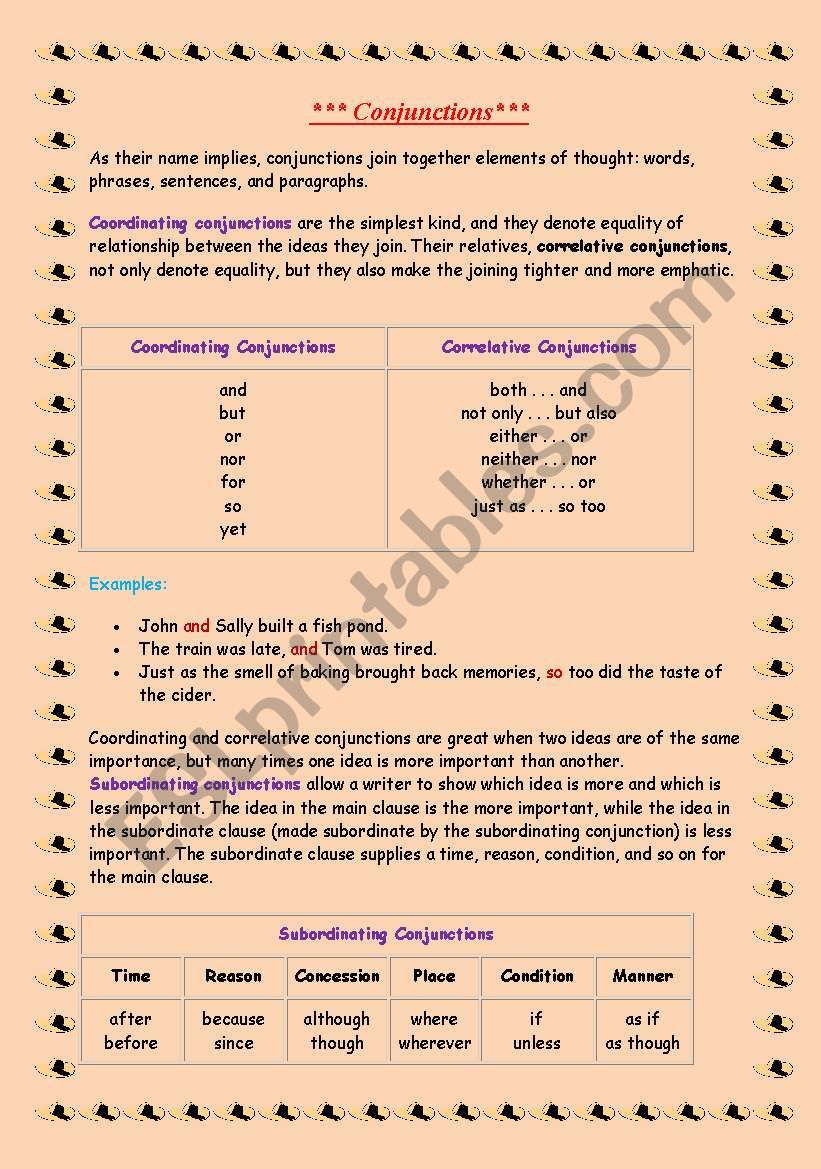 Conjunctions worksheet