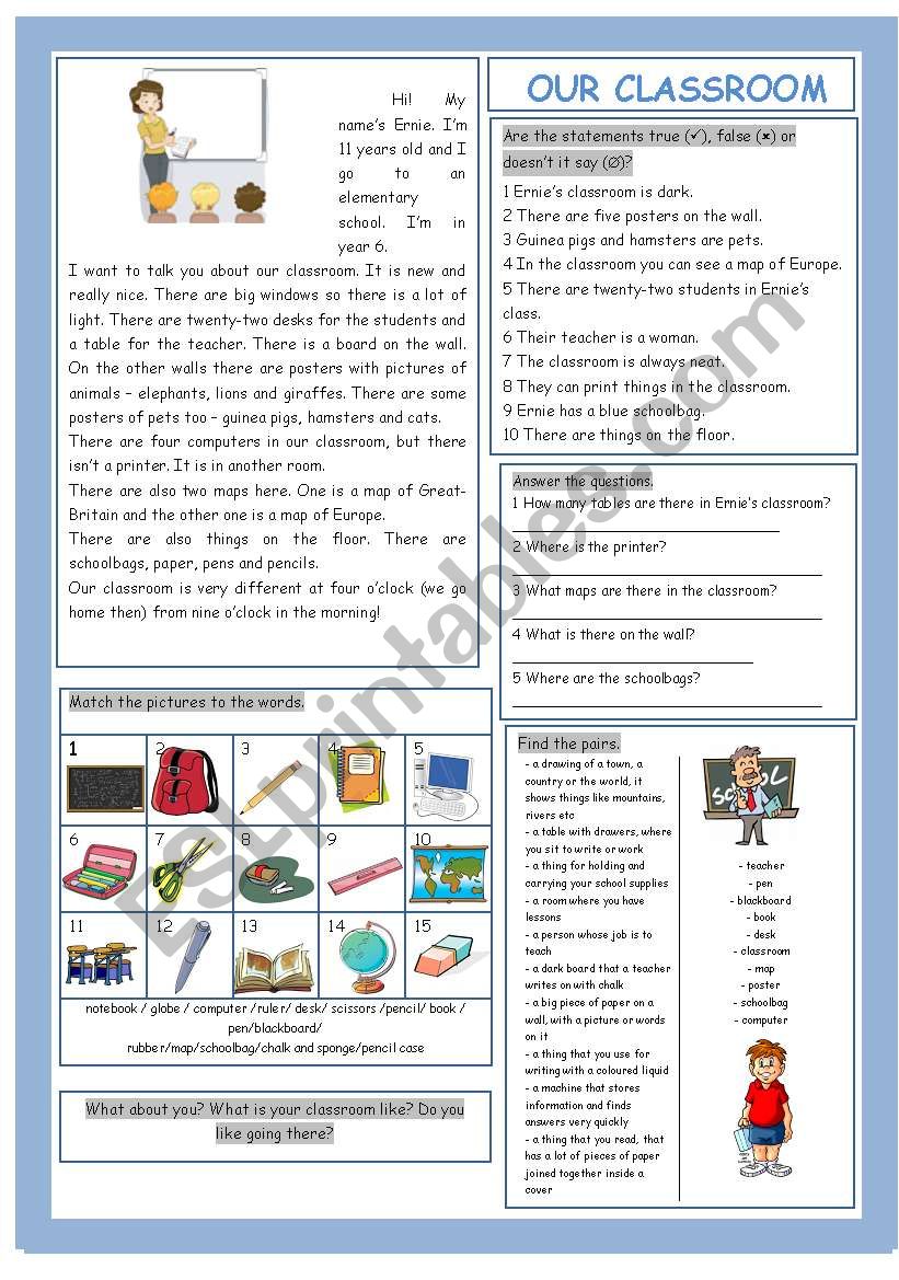 Our Classroom worksheet
