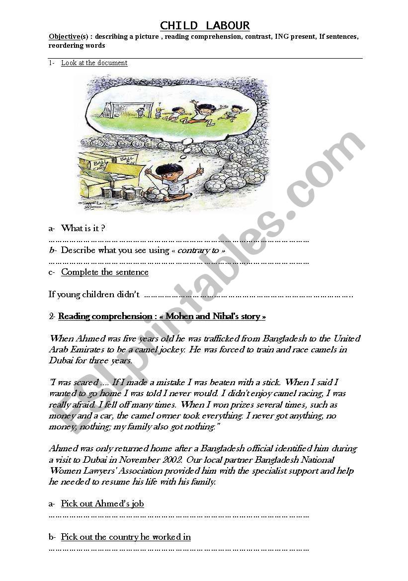 CHILD LABOUR worksheet