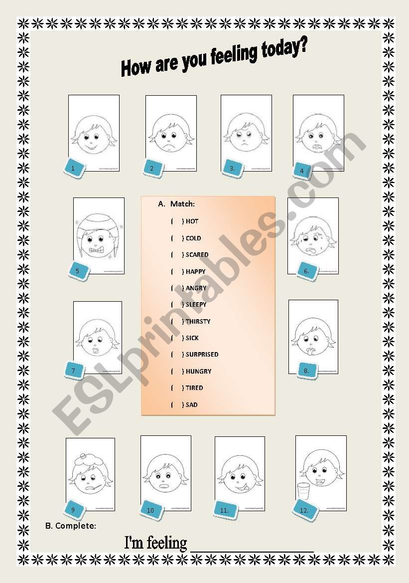 How are you feeling today? worksheet