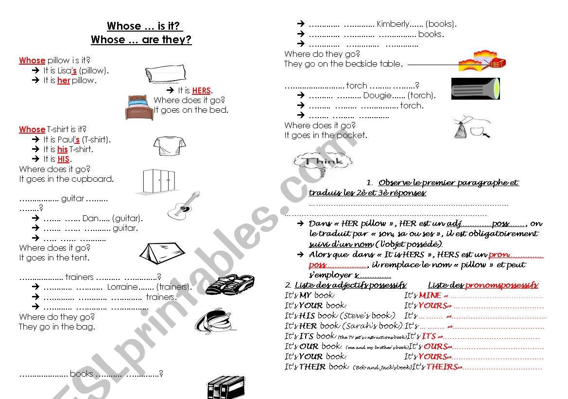 whose...? possessive adjectives and pronouns