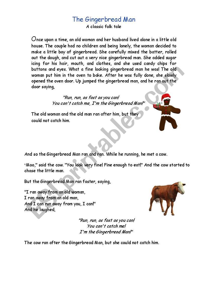 The Gingerbread Man worksheet