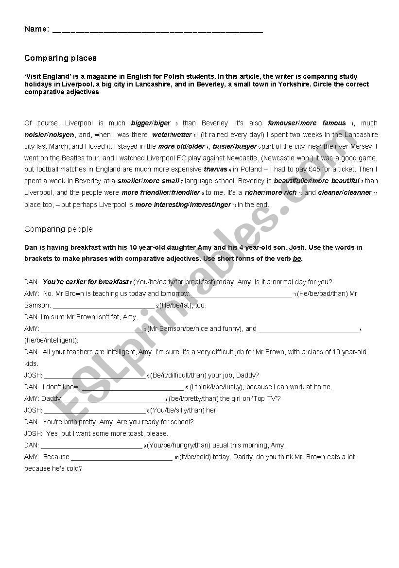 comparative and superlative worksheet