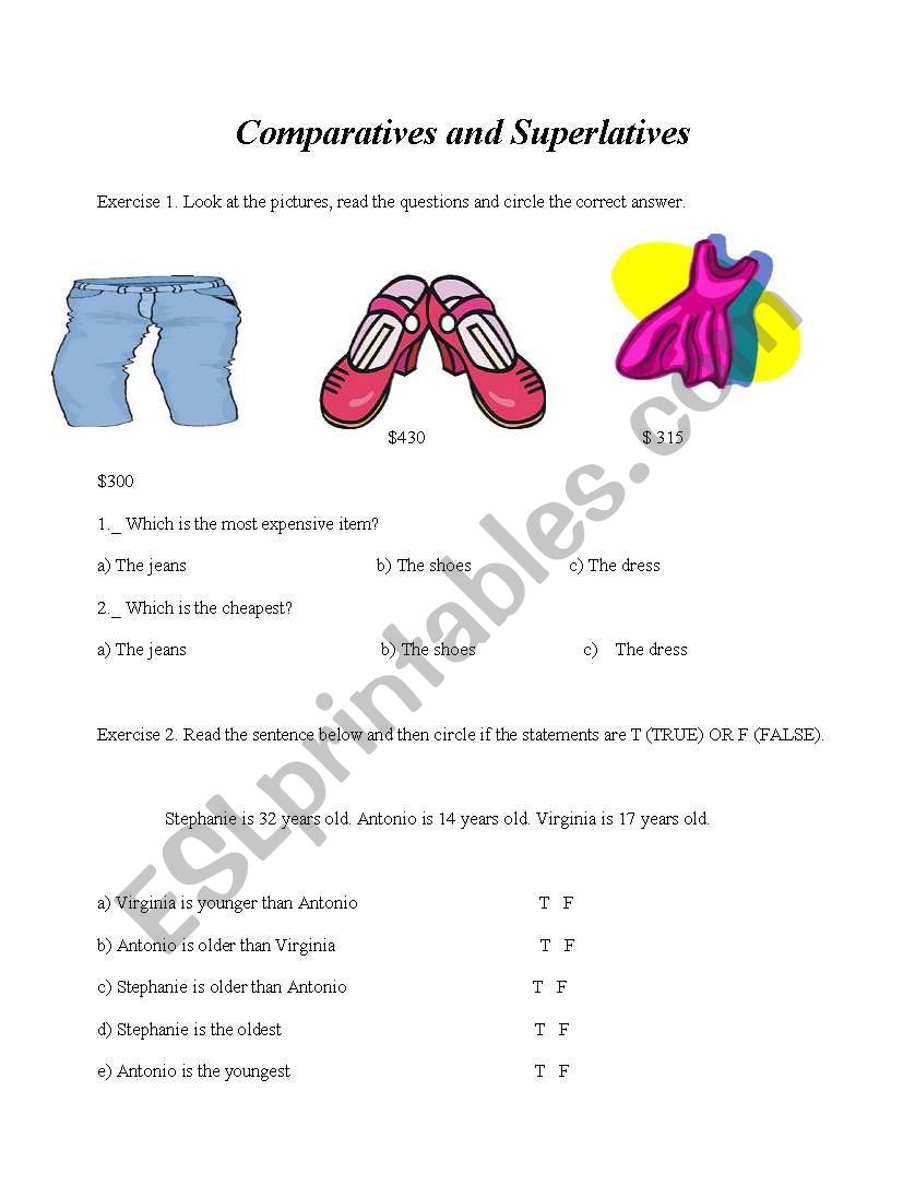 Comparatives and superlatives worksheet