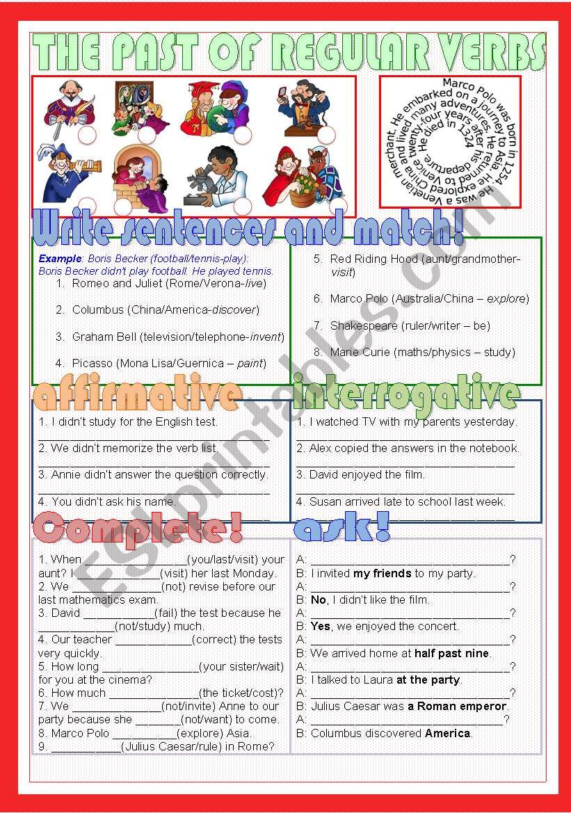 The past of regular verbs worksheet