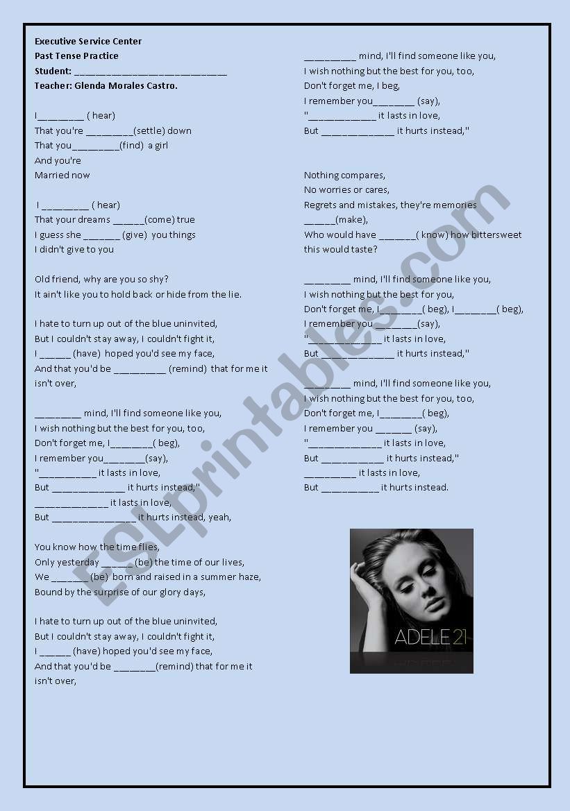 Someone like you worksheet