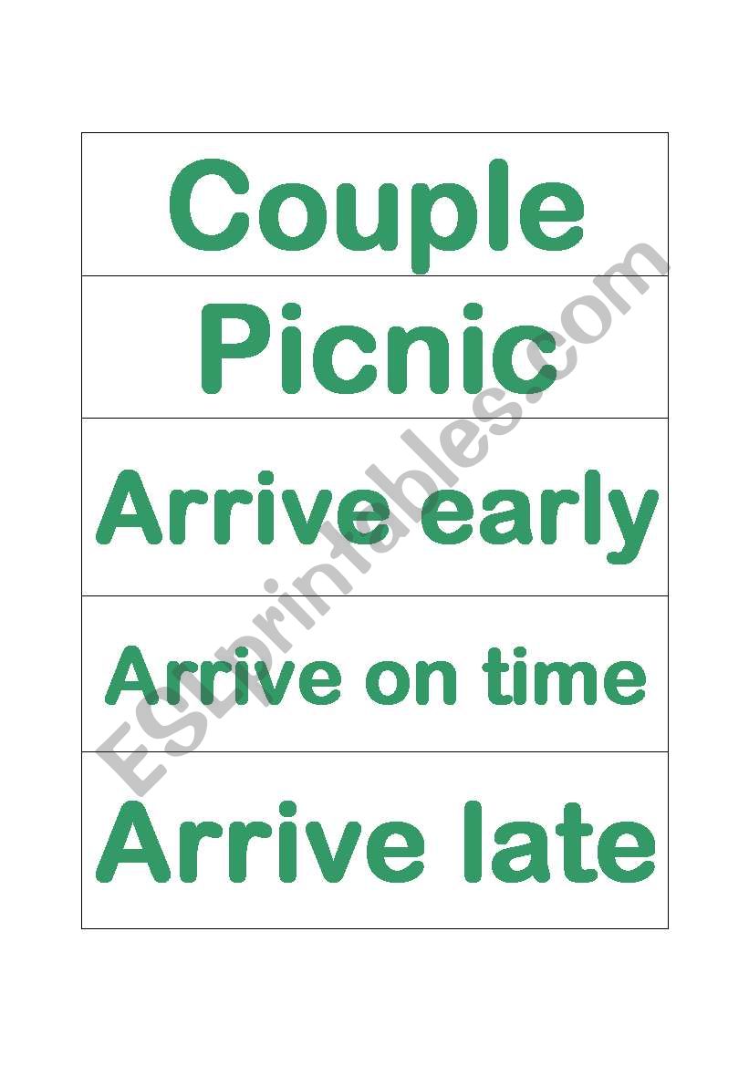 Vocabulary activity idea (topic used: Picnic)