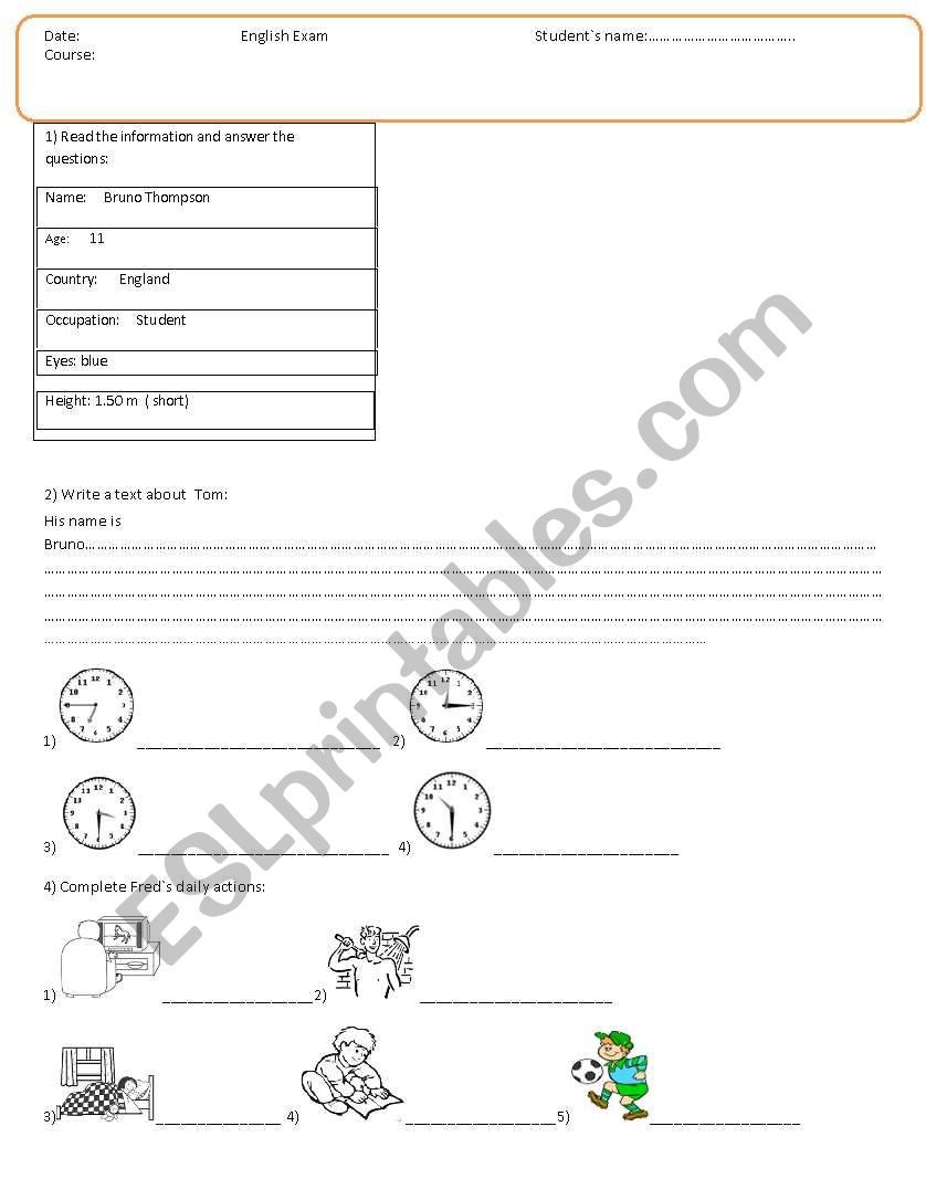 A test for  beginners worksheet