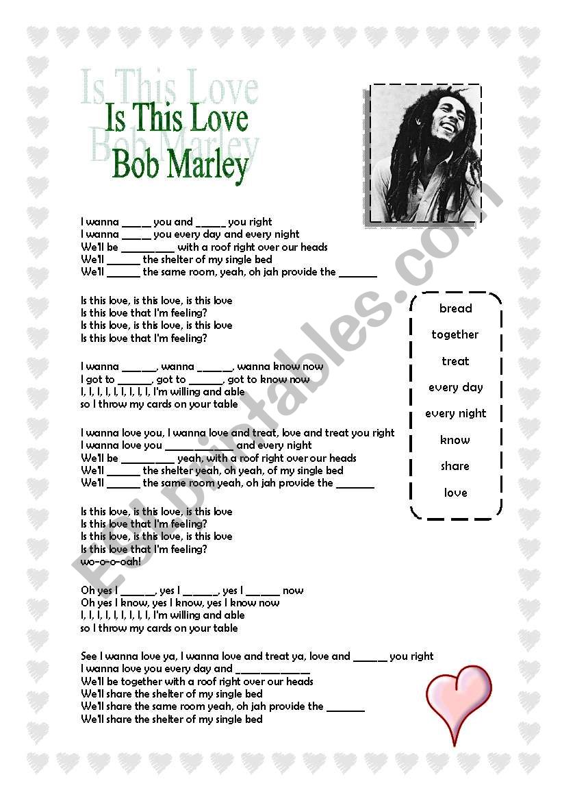 Bob Marley - Is This Love worksheet