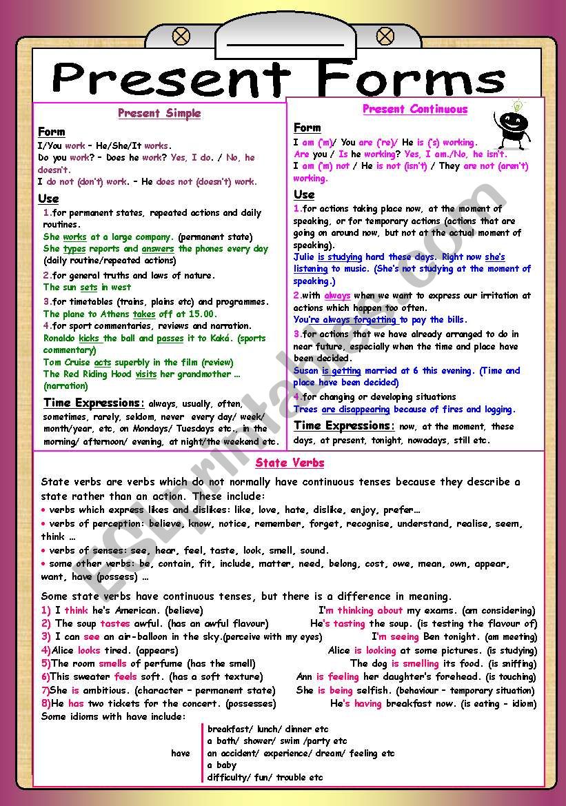 Present  Tenses - Grammar worksheet