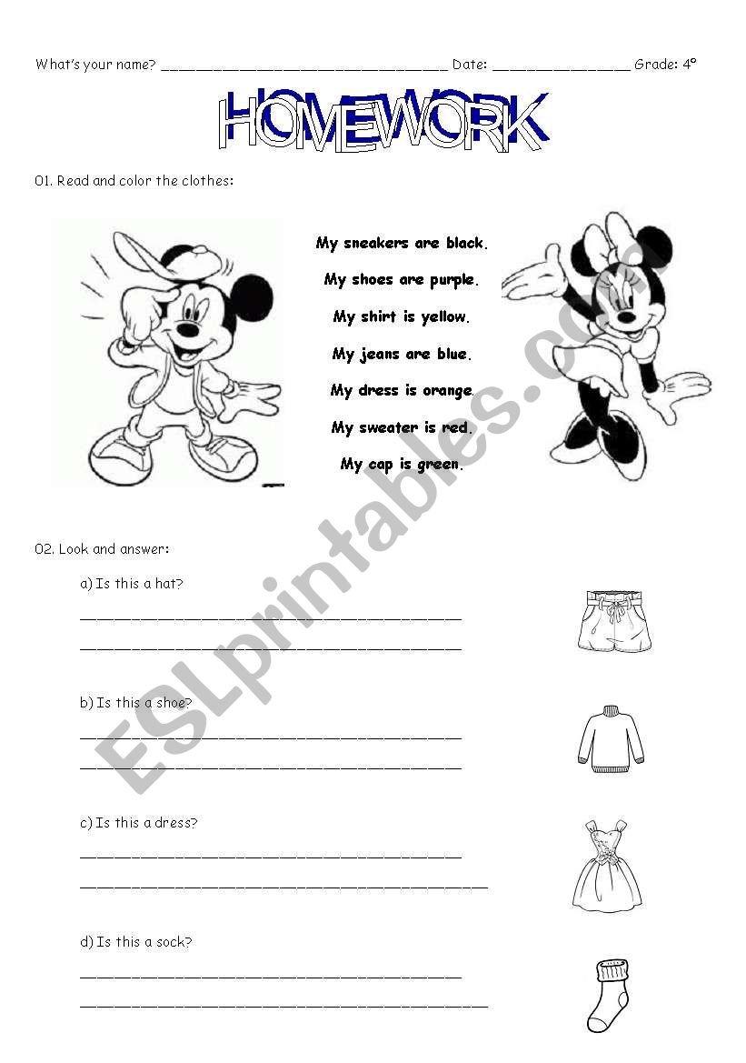 Clothes worksheet