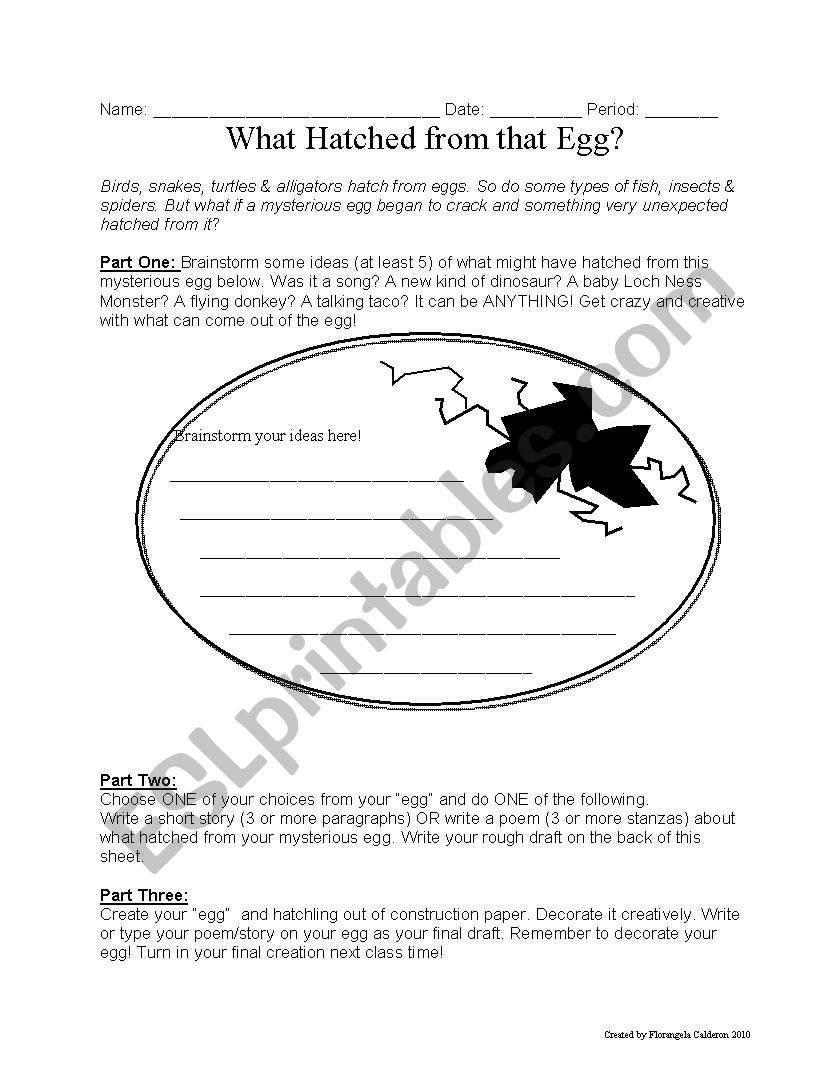 What hatched from the egg worksheet