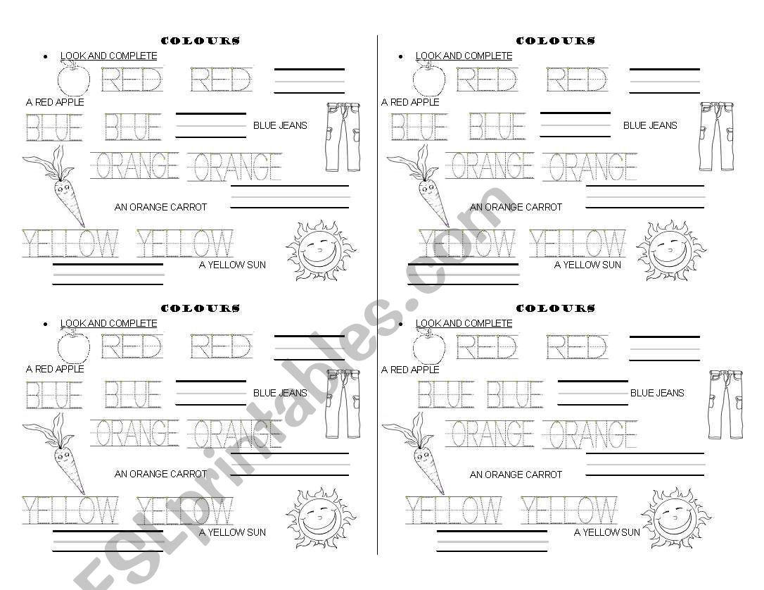 Colours and handwriting worksheet