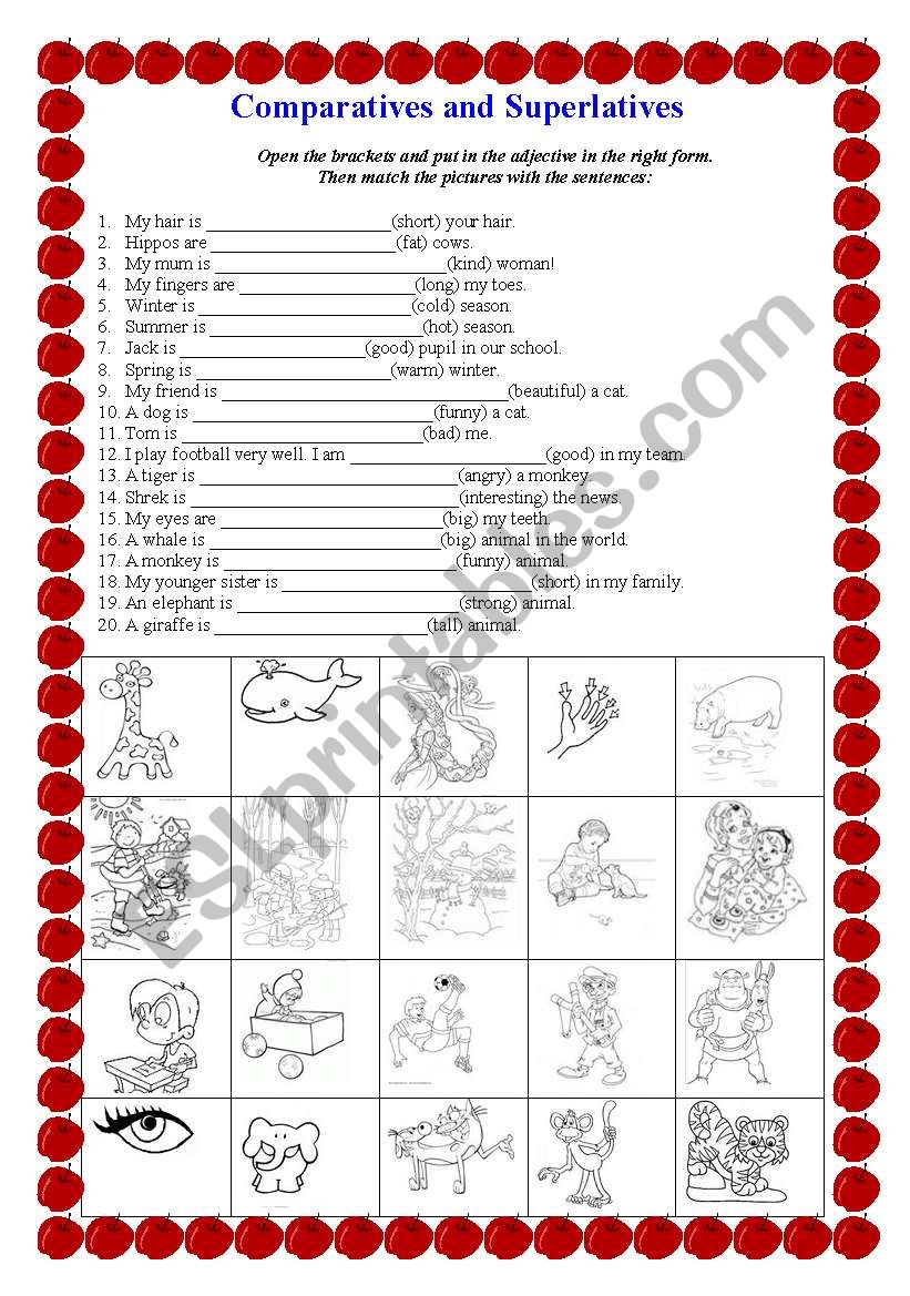 Comparatives and Superlatives worksheet