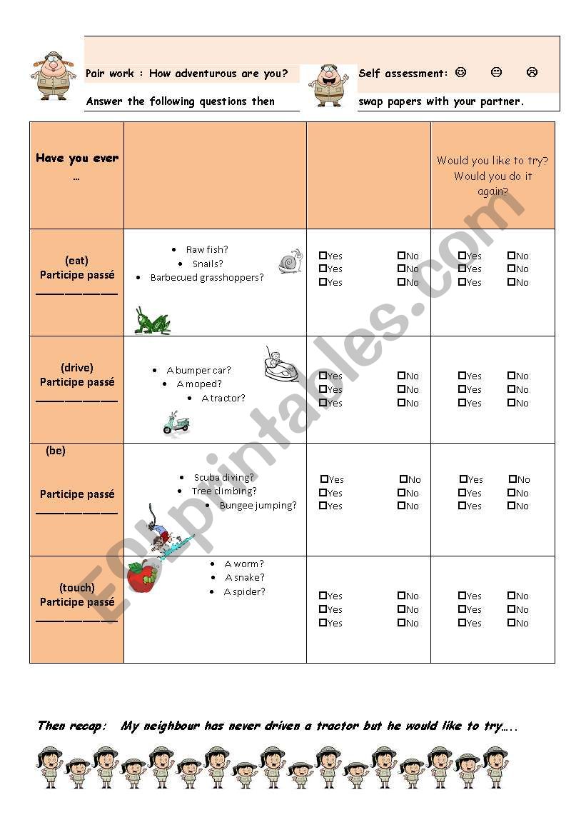 are you adventurous worksheet