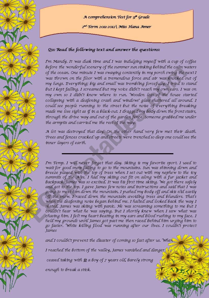 A test worksheet