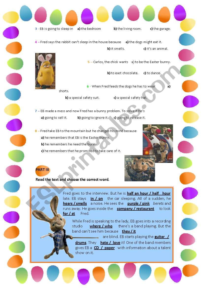 Hop Easter Film Worksheet 2 worksheet