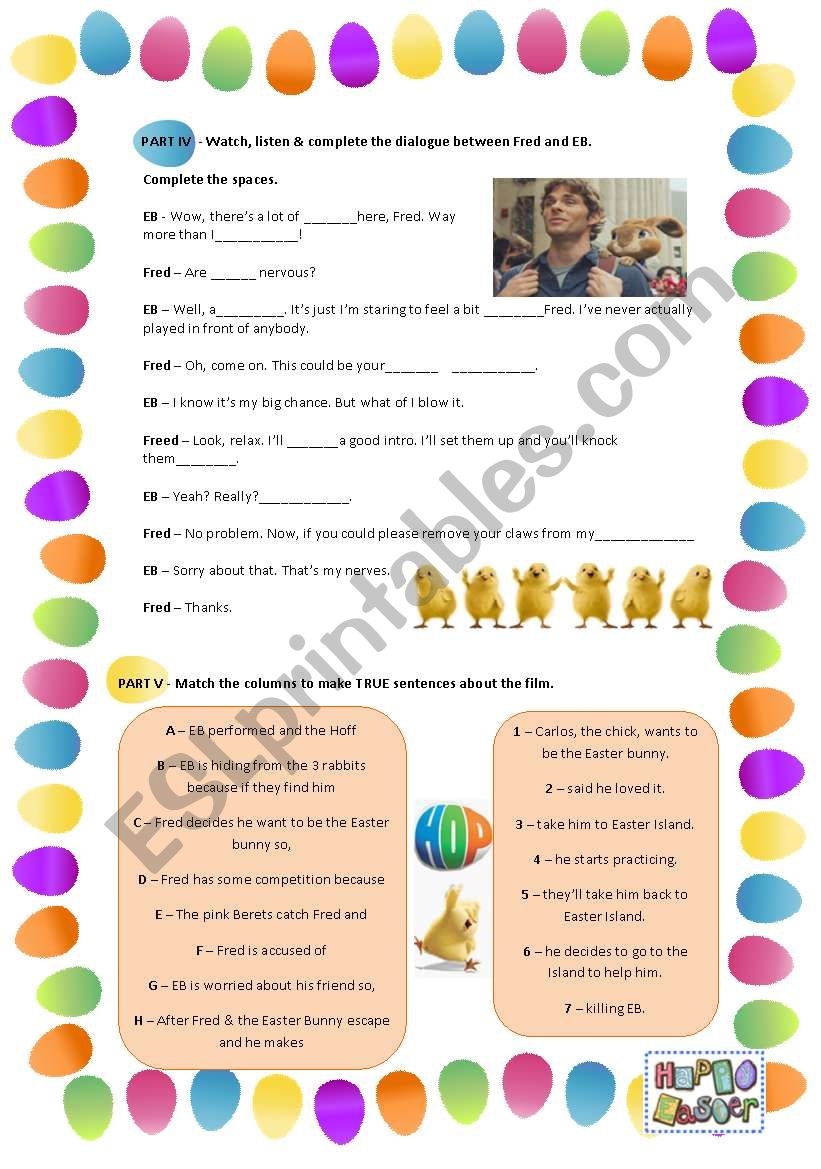 Hop Easter Film Worksheet 3 worksheet