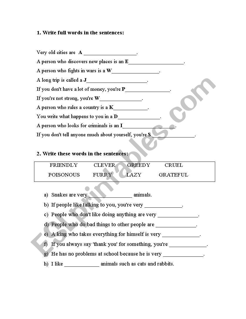 VOCABULARY PRACTICE  worksheet