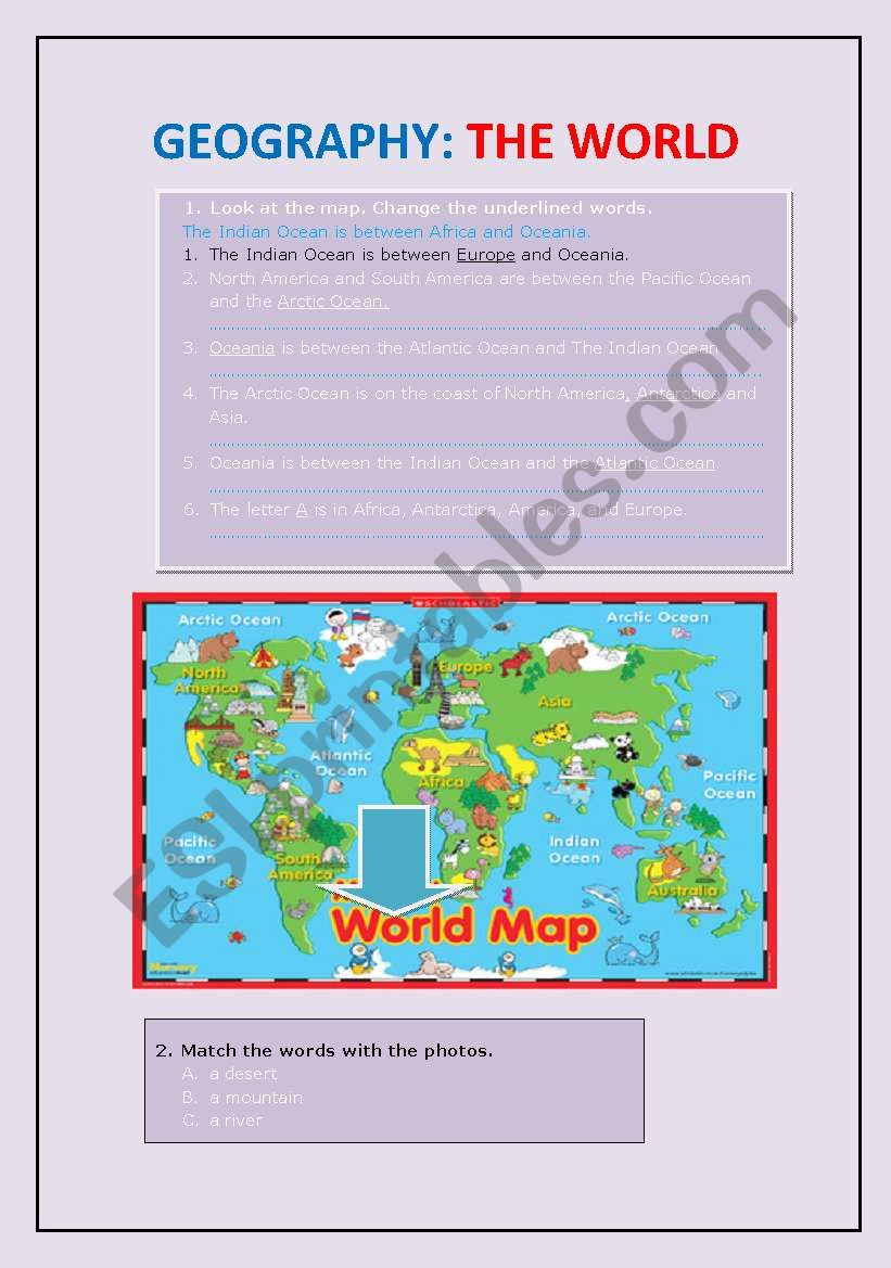 Geography: The World worksheet