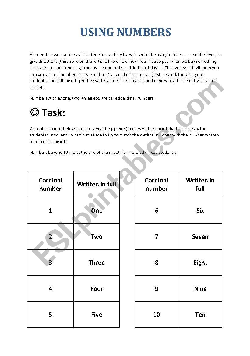 Using Numbers worksheet