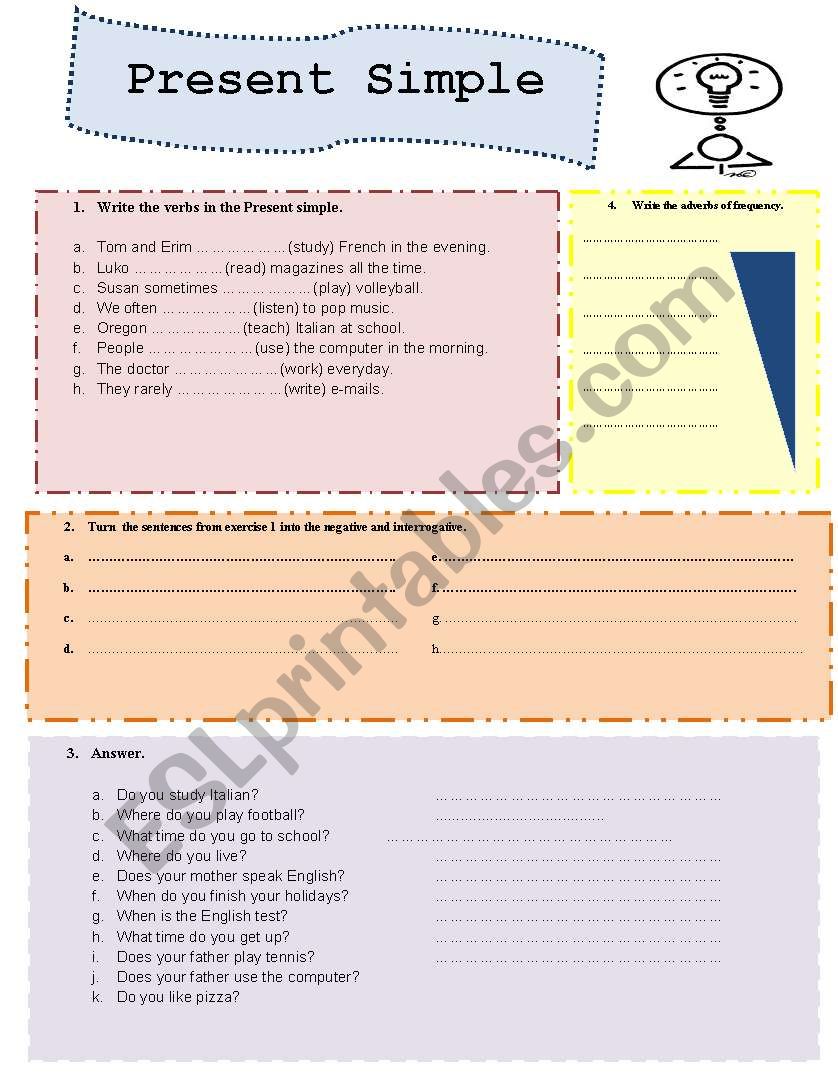 Present simple worksheet