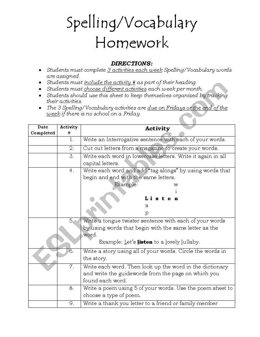 Speaking and vocabulary activities