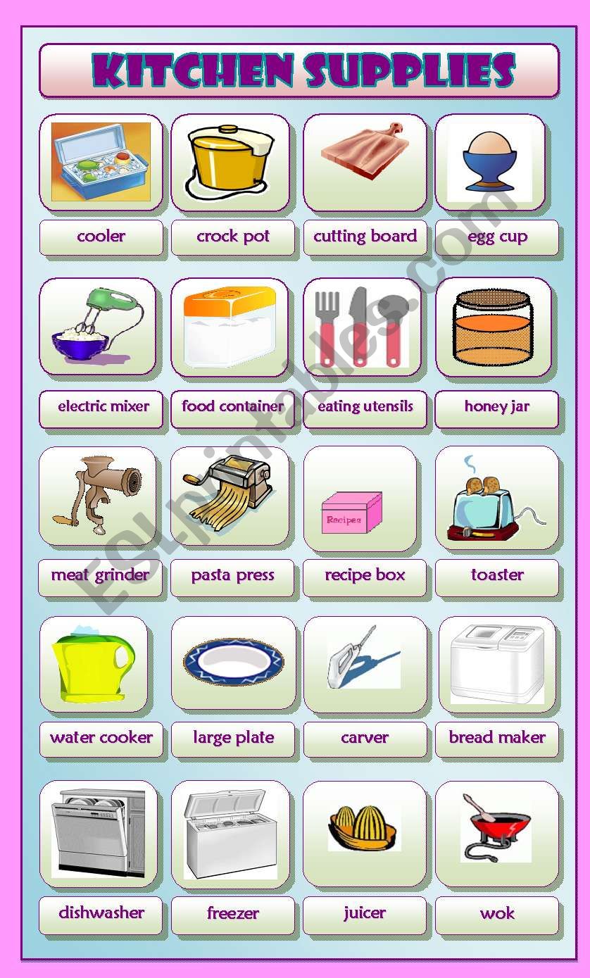 Kitchen Supplies worksheet