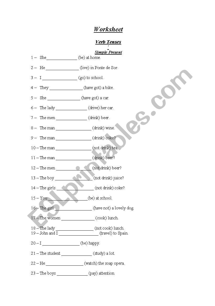 Simple Present worksheet