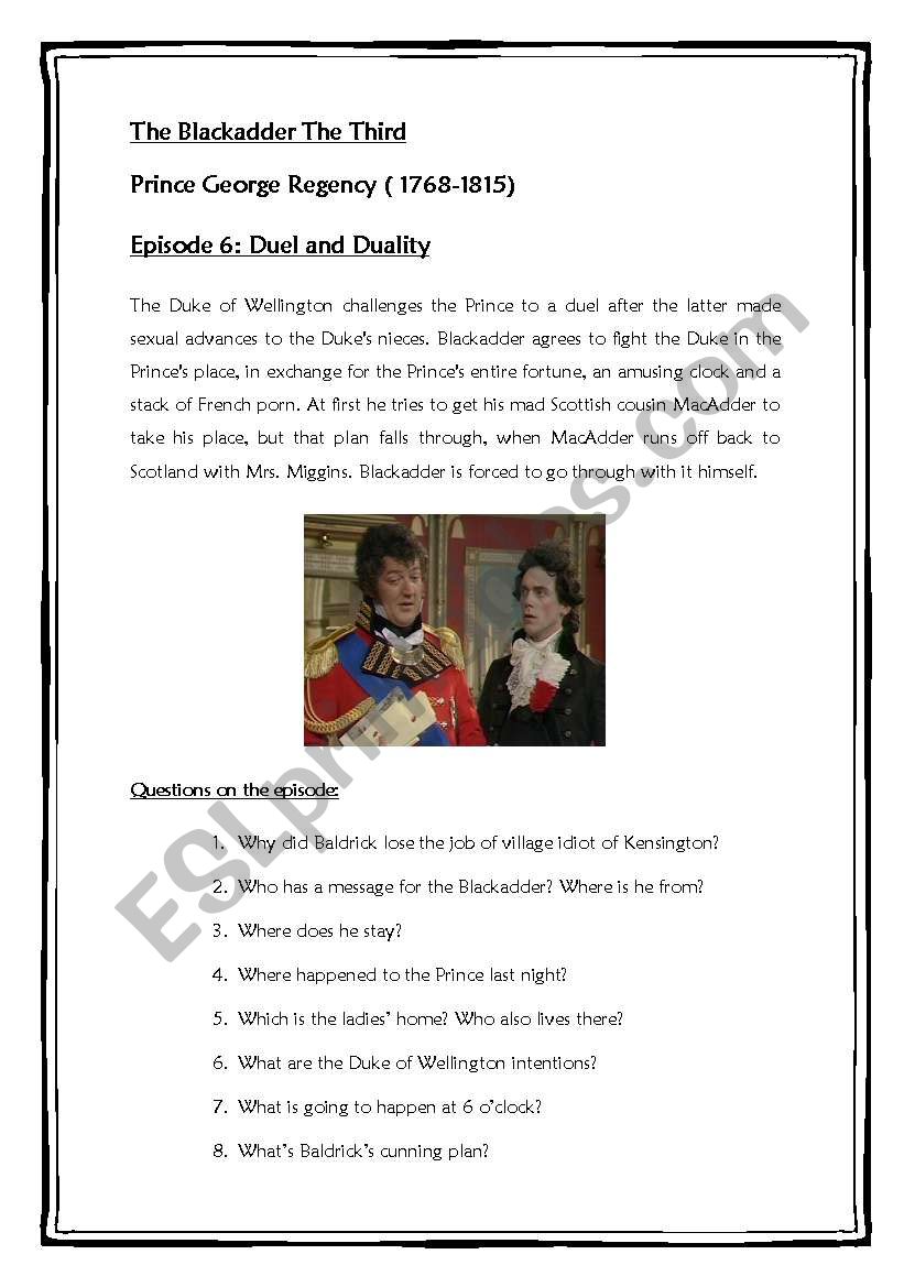 The Blackadder. The Regency, Episode 6