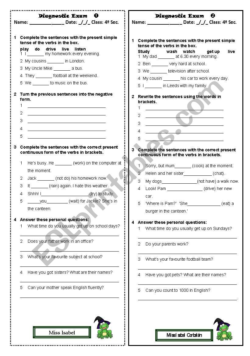 diagnostic exam 1 worksheet