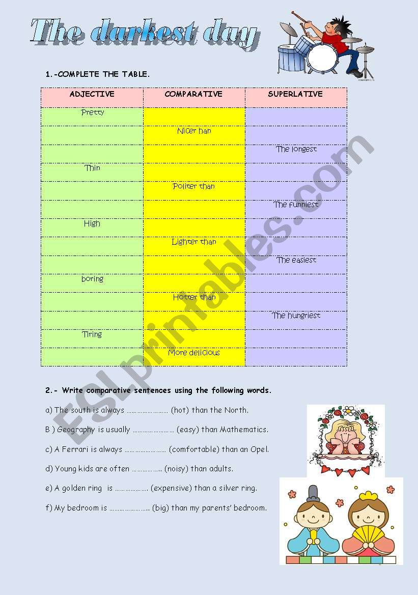 COMPARATIVES AND SUPERLATIVES worksheet