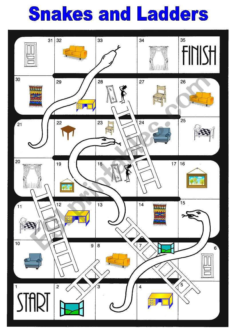 Snake and ladders game: Furniture