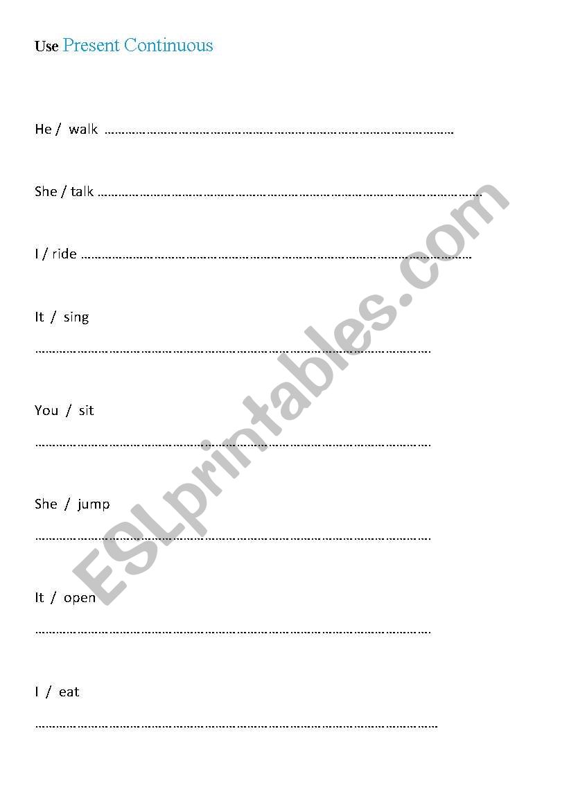 Elementary Present Continuous worksheet