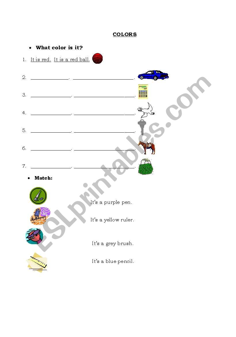 Colors and Things worksheet